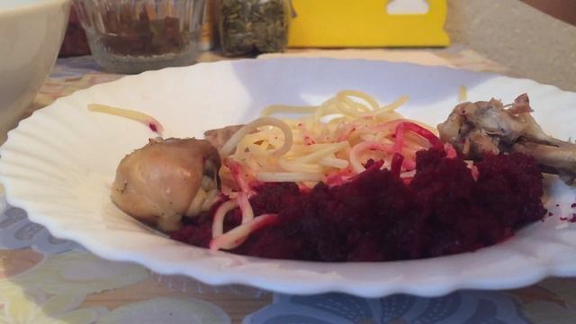 ASMR Eating - Pasta and fried chicken / АСМР еда жевание чавканье - Спагетти с курицей
