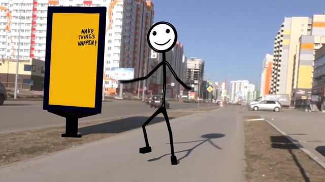 Stickman dance/ Нарисованный человек танцует в городе. смотреть онлайн