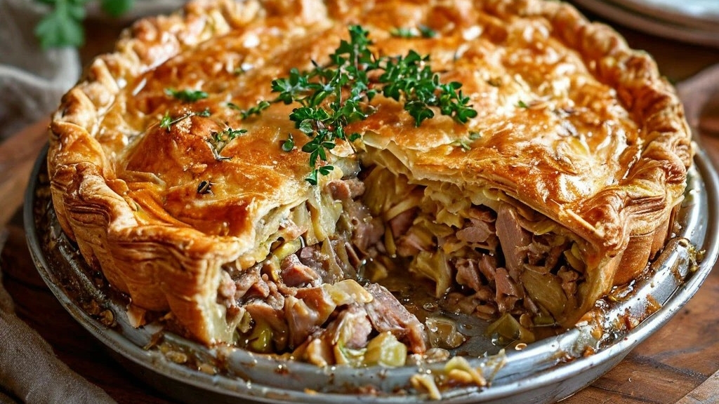 🥧 Пышный дрожжевой пирог с капустой и грудинкой.