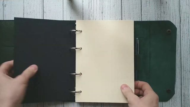 Ежедневник органайзер А5 из тёмно-зелёной кожи