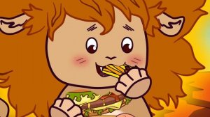 #mukbang #animation MUKBANG Animation by a Cute Lion /Burger, Fries and Ice Cream