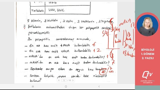 Biyoloji 12.Sınıf 1.Dönem 2.Yazılı Çalışması/ Protein Sentezi ve Biyoteknoloji / Hatice Hoca / Q TV