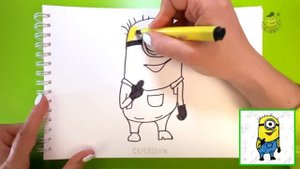 Пошаговый урок как нарисовать Миньона | Миньон рисунок фломастерами для детей от 5 лет
