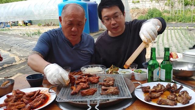 쪽갈비 그리고 소주 먹방 청국장 아빠랑 한잔 했습니다 KOREAN MUKBANG ASMR 요리먹방 시골먹방
