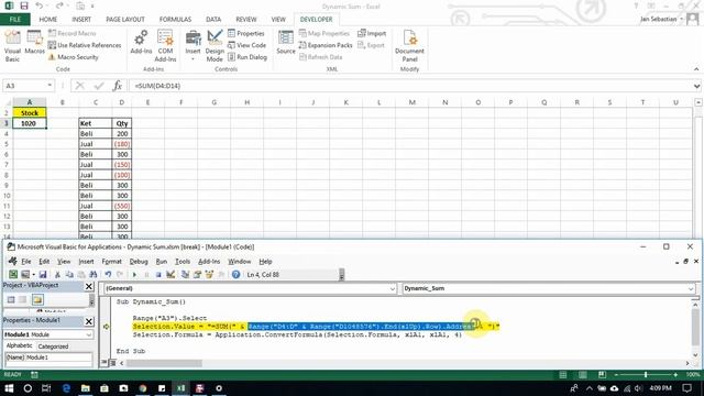 VBA Excel Tips: Cara Dynamic SUM, Range SUM Otomatis Menyesuaikan Jumlah Data