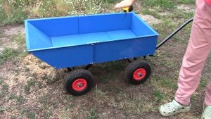 Что ещё для счастья нужно? Всего лишь 4 колеса и синий кузовок? Садовая тележка - 🔥🔥🔥
