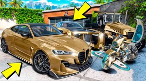 Угнал кучу золотых чит тачек и огромный монстр трак у мажора за 180 сек! Битва воров в ГТА 5 Онлайн