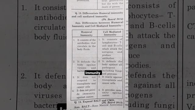 difference between HUMORAL AND CELL MEDIATED IMMUNITY +2 #biology #dmlt #bmlt_lecture #immunity