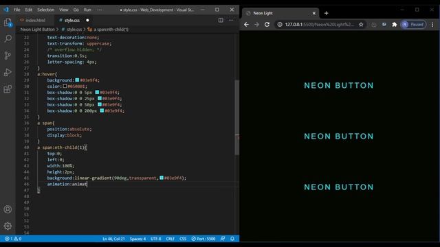 How To Make An Awesome Neon Button In HTML & CSS | HTML & CSS  Projects For Beginners| Web Designin