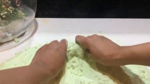 ASMR baking soda green muffin crunchy