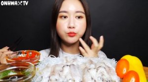SUB)ASMR 호래기 먹방, 꼴뚜기 먹방 RAW BABY SQUID 小イカ ปลาหมึกตัวเล็ก Real sound Mukbang