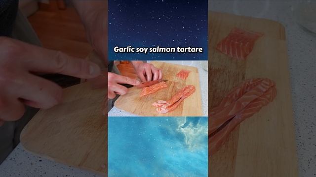 The ultimate way to eat salmon, garlic soy salmon tartare #salmontartare #salmon #cooking #recipe