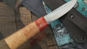 Стальные Бивни нож Малый, сталь Х12МФ, рукоять стабилизированная карельская береза