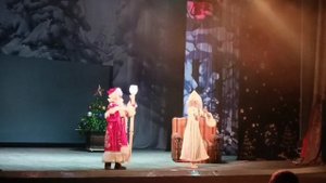 Дед Мороз и Снегурочка, выступление со сцены, интерактивная программа
