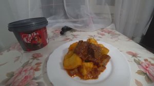 Сельский рынок, цены, обзор покупок. Говядина в кисло-сладком соусе с отварным картофелем.