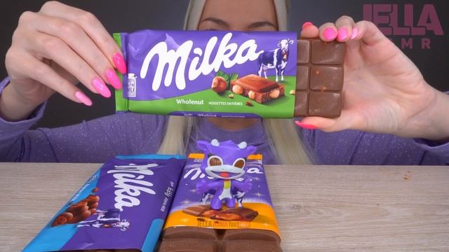 ASMR EATING CHOCOLATE MILKA, CANDY BARS, ICE CREAM, COOKIE (DESSERT) MUKBANG 초코 바, 디저트 먹방