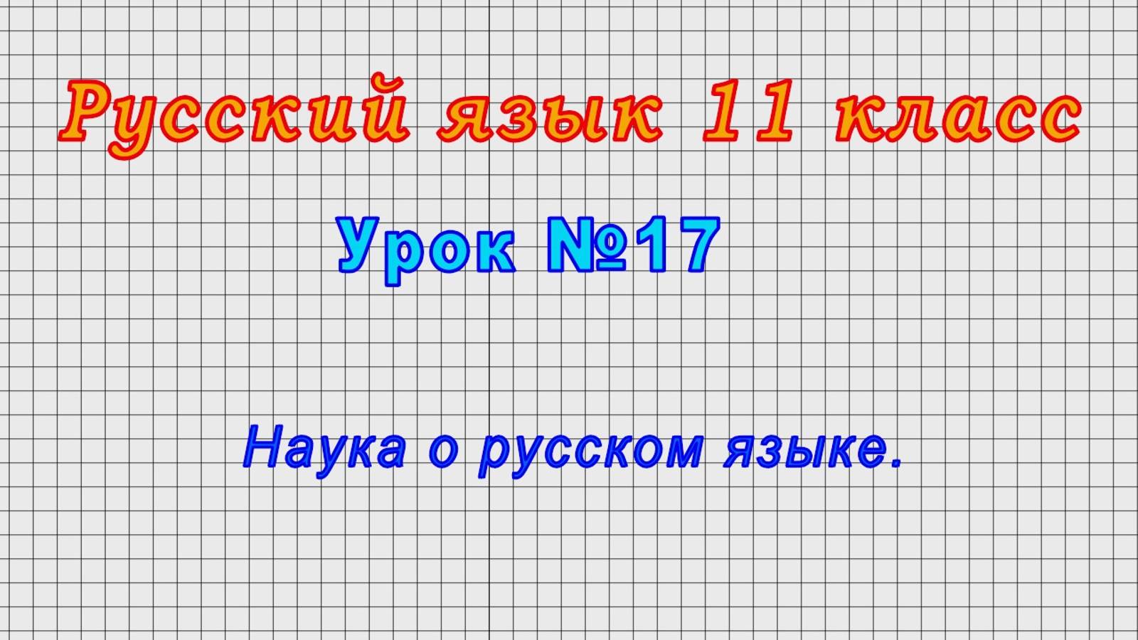 Русский язык 11 класс (Урок№17 - Наука о русском языке.)