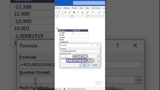 Round off number in MS WORD 🤯🤯 #excel #WORD #vikominstitute #excelsolutions