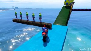 SPIDER-MAN with Superheroes MEGA Ramp Jump Challenge GTA V - Funny Shark