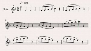 Упражнение для флейты в фа-мажоре №2 темп 100