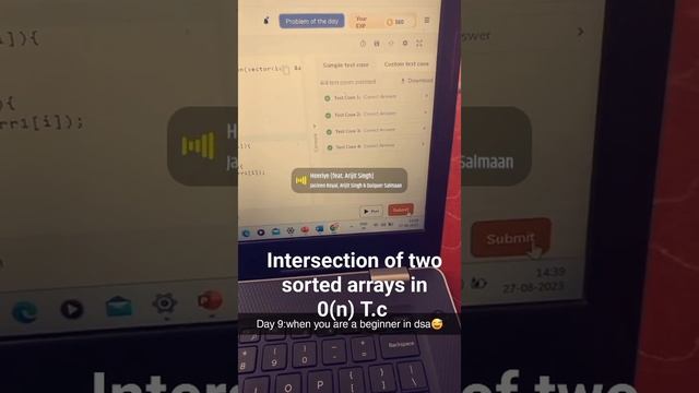 Intersection of two sorted arrays ,level-easy