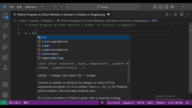 Python Program to Check Whether a Number is Positive or Negative | Python Program.