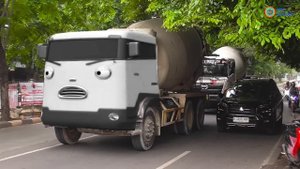 Wadidaw !! Ada Truk Kontainer Besar, Truk Molen, Truk Oleng, Bus Telolet Mirip Tayo & Teman Temanny