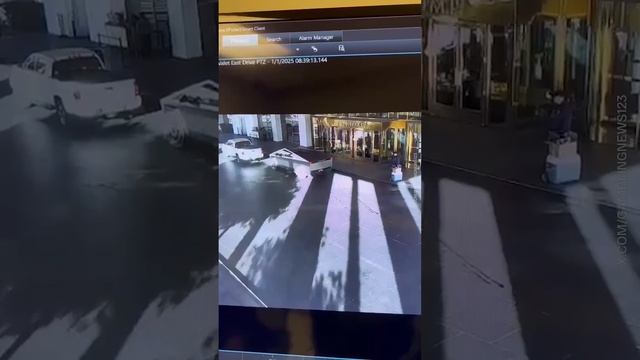 видео с моментом взрыва Tesla Cybertruck возле башни Трампа