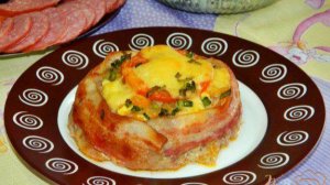 Мясные гнёзда с грибами о овощами