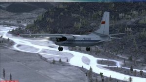 FSX  посадка Ан-24рв на горном аэродроме Амбролаури в Грузии