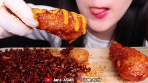ASMR BLACK BEAN NOODLES, FRIED CHICKEN, SPICY MAYO 짜장면, 양념치킨, 불닭마요 먹방 EATING SOUNDS