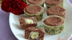 Шоколадные белковые кексы с пудинговой начинкой