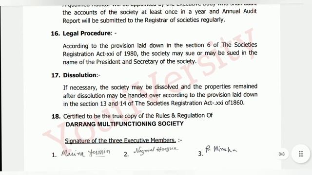 MOA For Fresh Society Registration || Memorandum of Association Draft Demo || Meezan Consultancy||