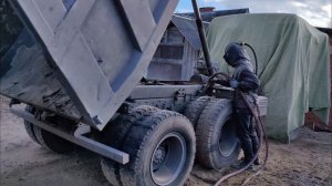 Пескоструйная очистка кузова автомобиля КАМАЗ 55111+79152806403