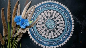 Салфетка крючком "Синие грезы". Часть 2