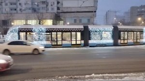 Новогодний трамвай в Сокольниках. Москва.