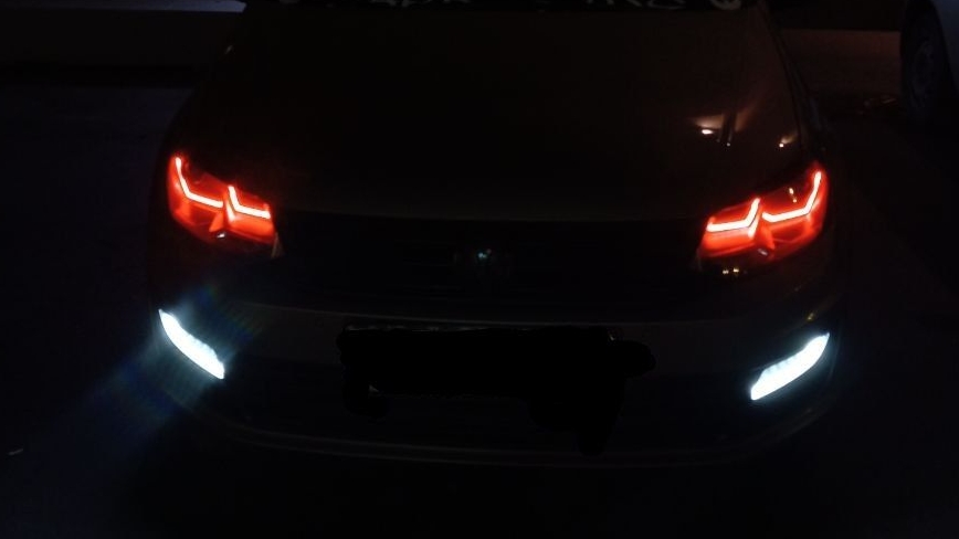 Volkswagen polo 2019.
необычный тюнинг фар.