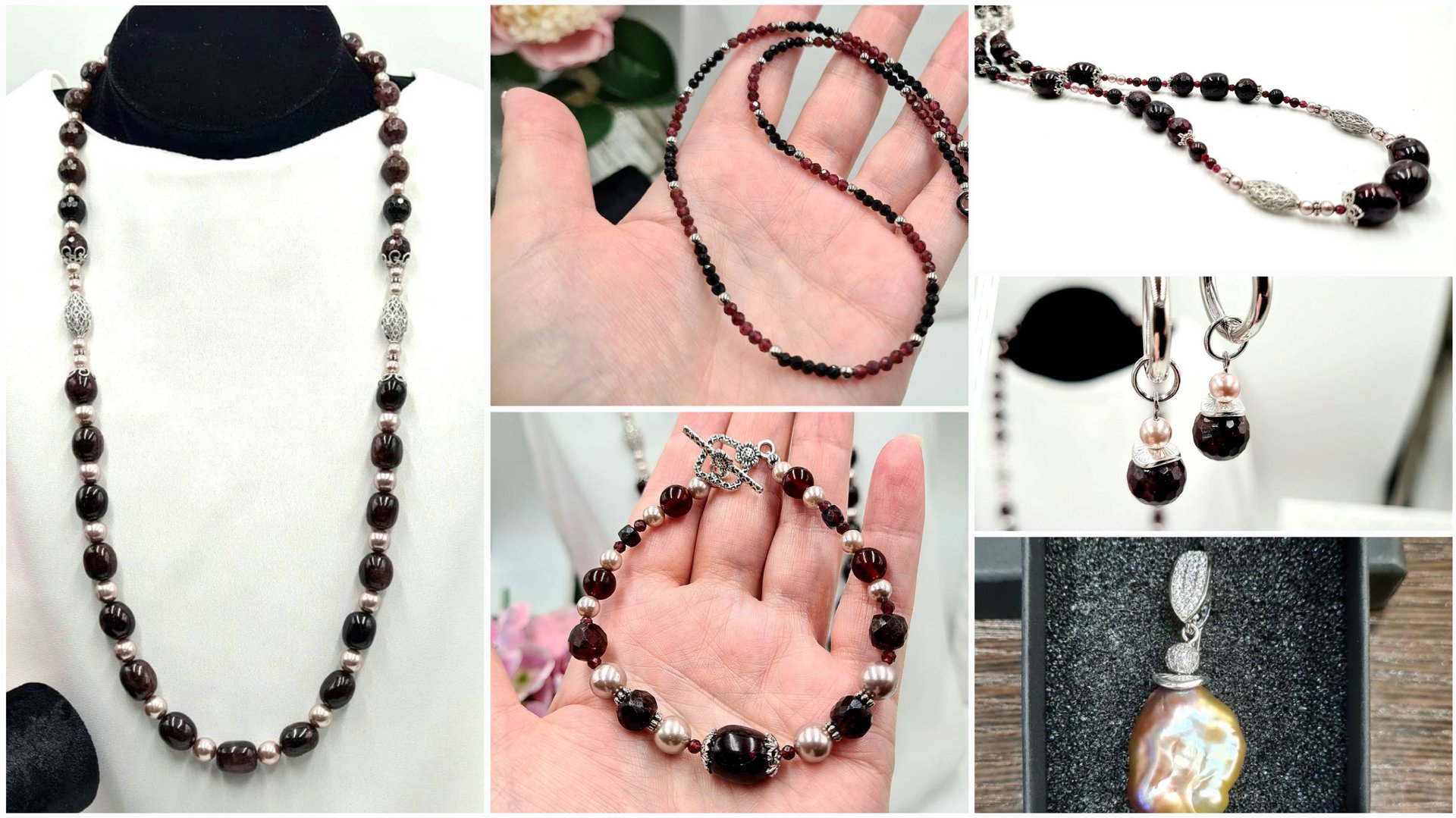 Украшения с гранатом и жемчугом. О сложностях в сборке. смотреть онлайн