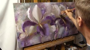 Серебряные ирисы. Хивопись маслом Alla Prima. Silver irises. Process of creating oil painting.