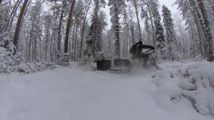 Тесты по снегу в красивом лесу. Мотобукировщик Ураган с колесно-лыжным модулем. Рулим одной рукой.
