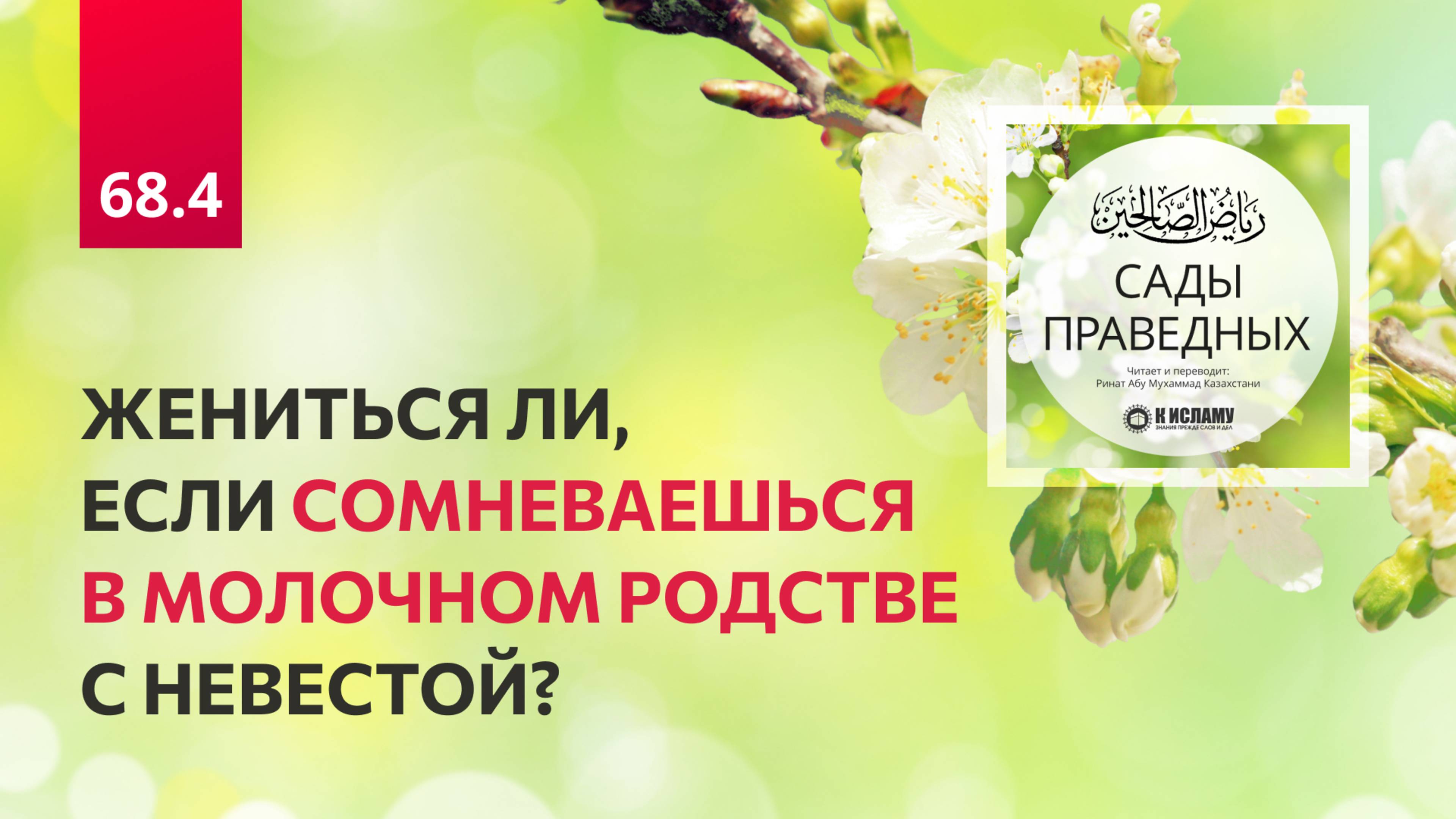 68.4 Сады праведных. Жениться ли, если сомневаешься в молочном родстве с невестой? Хадис 592-593