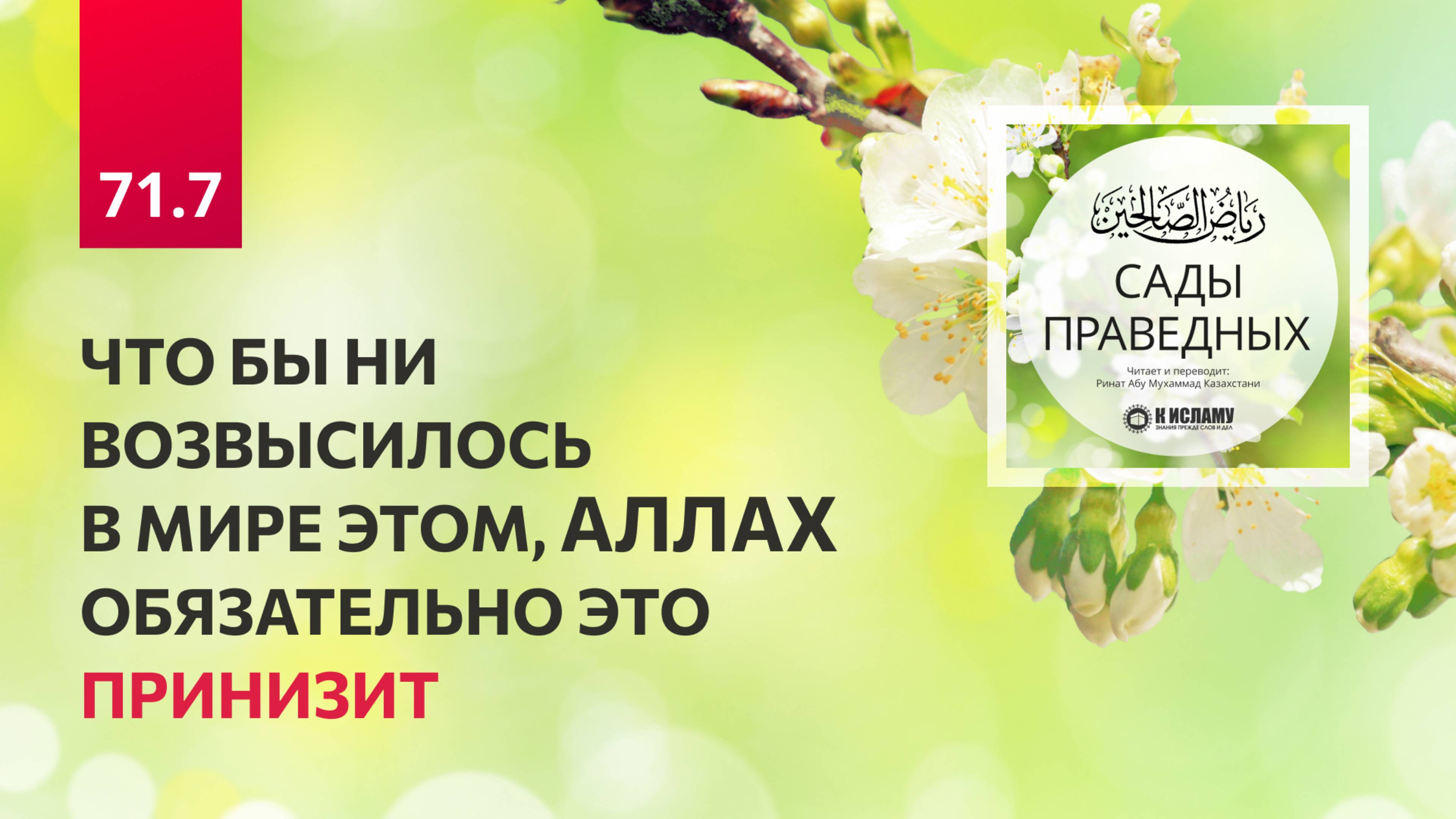 71.7 Сады праведных. Что бы ни возвысилось в мире этом, Аллах обязательно принизит. Хадисы 608–611