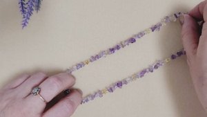 Колье, серьги, подвеска из каменной крошки. Аметрин