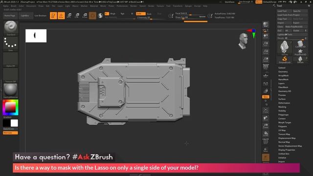 #AskZBrush_ “Is there a way to mask with the Lasso on only a single side of your