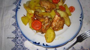 Запеченный картофель с курицей со специями
