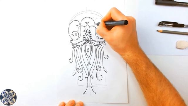 Видеоурок "МЕДУЗА. Стилизация в графике" #medusa #videotutorial #graphics #рисуемсалексеемникулиным
