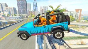 Скоростные прыжки на тачках с трамплина Бросаем машинки Игры мультики для мальчиков