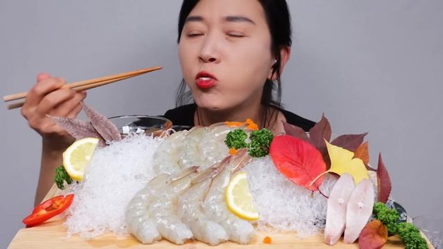 생새우회 병어회 리얼사운드 먹방(ft.날치알) ASMR RAW SEAFOOD(SILVER POMFRET/BUTTERFISH,SHRIMP) MUKBANG EATING SOUNDS