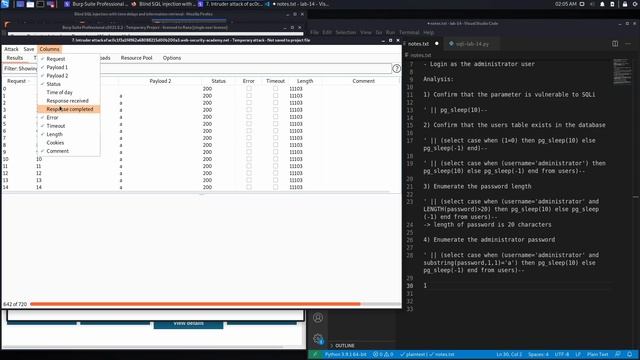 15. Lab 14 - Blind SQL injection with time delays and information retrieval