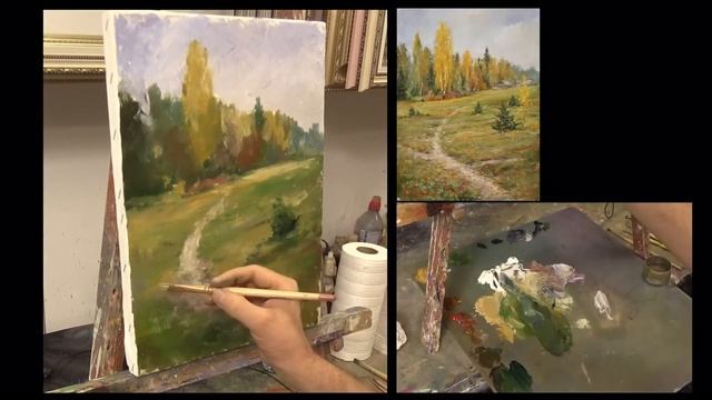 Тропинка. Работа с ограниченной палитрой. Как нарисовать русскую осень. Oil painting. Landscape